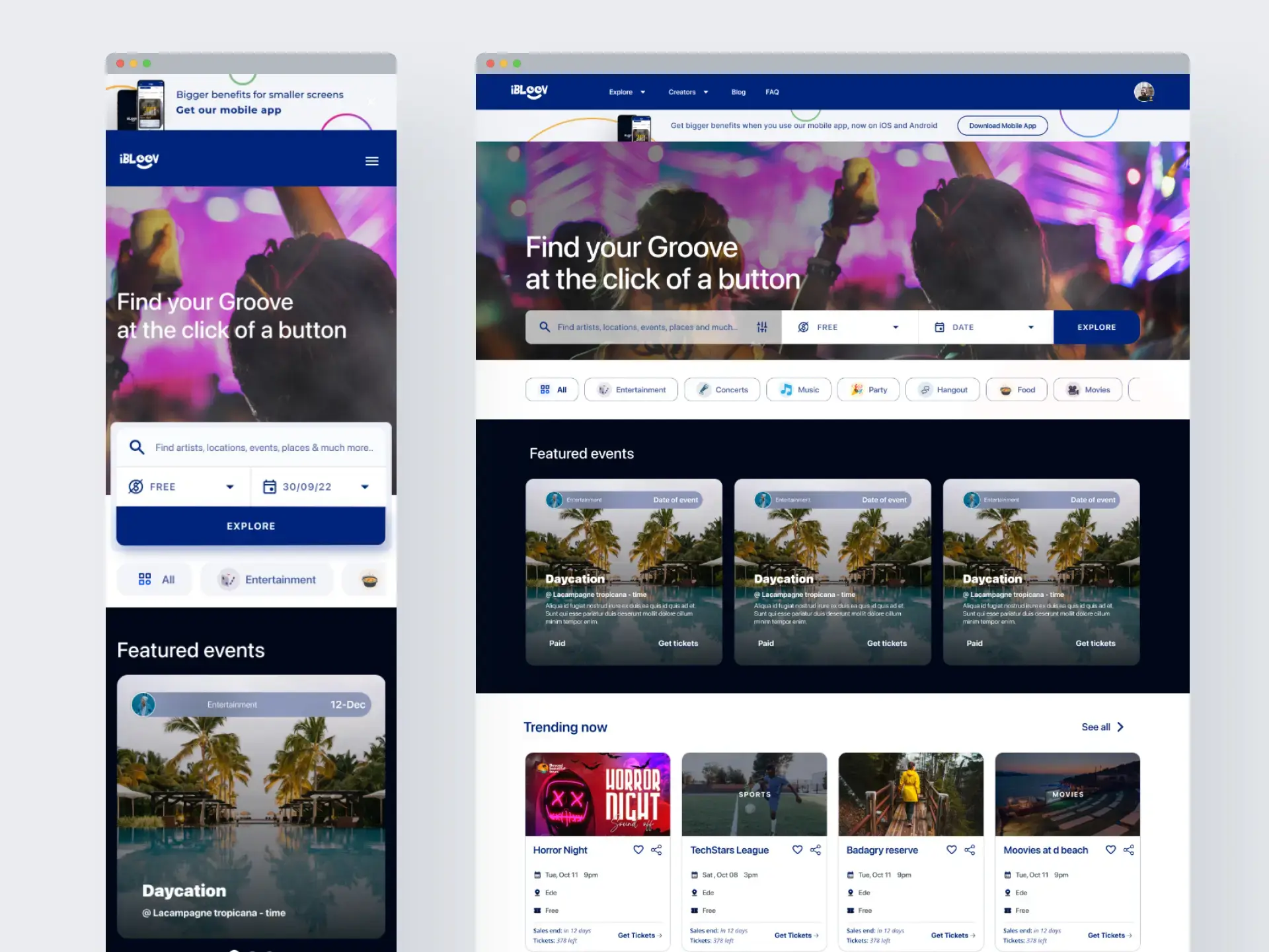 Ibloov Explore page redesign