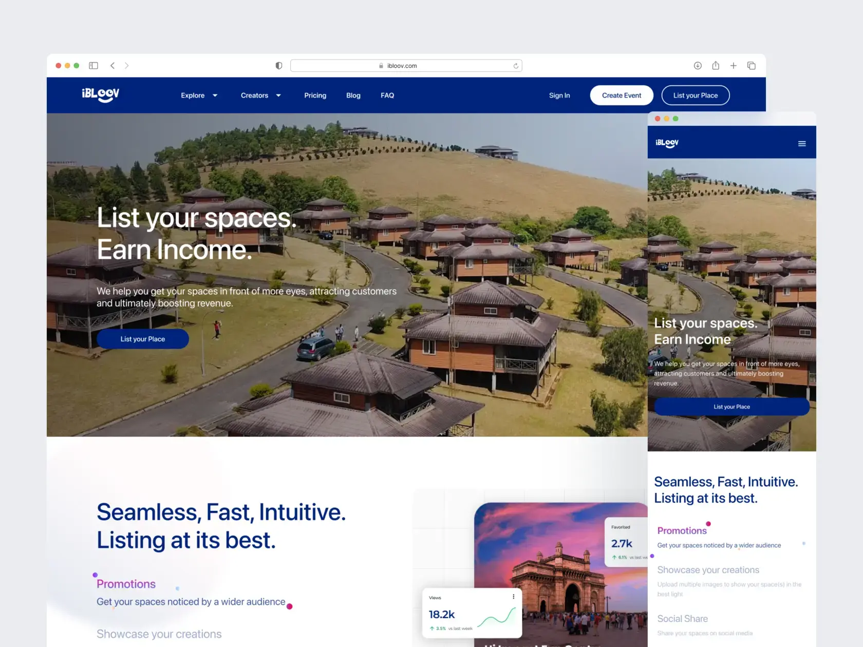 Ibloov place owner landing page redesign
